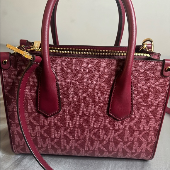 Michael Kors burgundy MK print purse - Picture 5 of 8